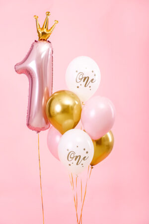 balony na roczek różowe