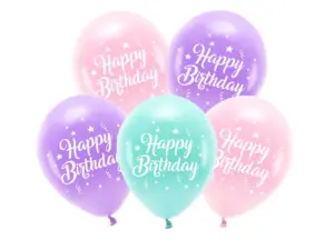 balony eco happy birthday różowe