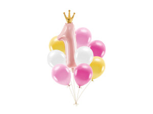 zestaw balonów na roczek dziewczynka