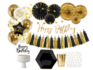 Zestaw urodzinowy złoto-czarny