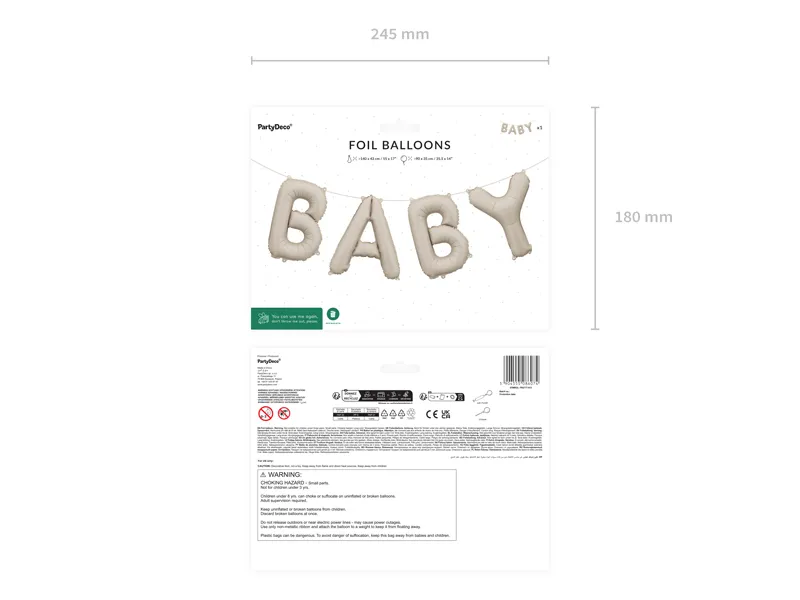 Balon foliowy Baby, 140x43 cm, beż