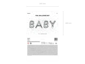 Balon foliowy Baby, 262x86cm, srebrny