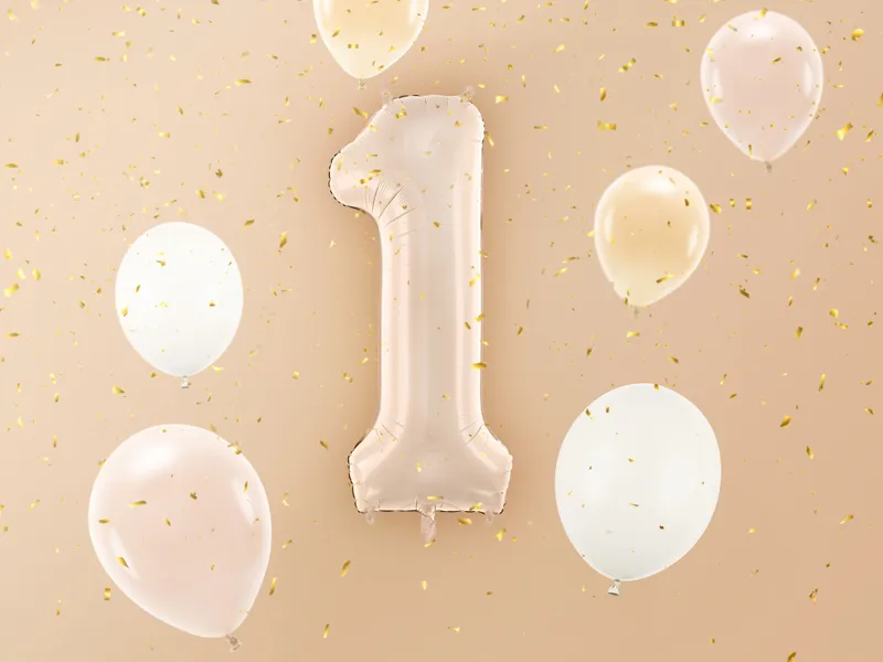 Balon foliowy Cyfra ''1'', 72 cm, ciemny beż