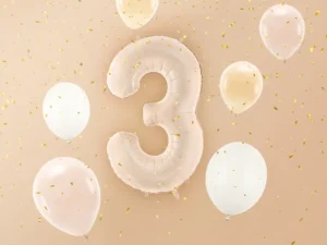 Balon foliowy Cyfra ''3'', 72 cm, ciemny beż