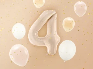 Balon foliowy Cyfra ''4'', 72 cm, ciemny beż