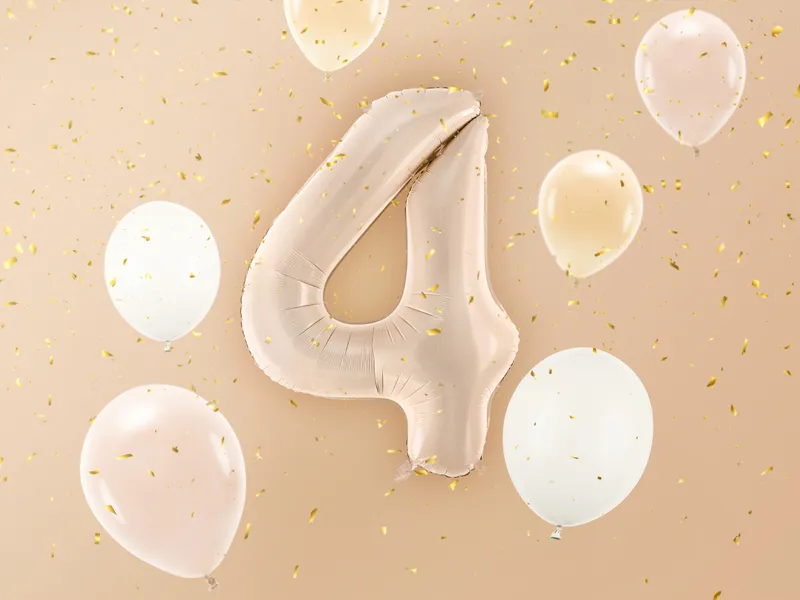 Balon foliowy Cyfra ''4'', 72 cm, ciemny beż