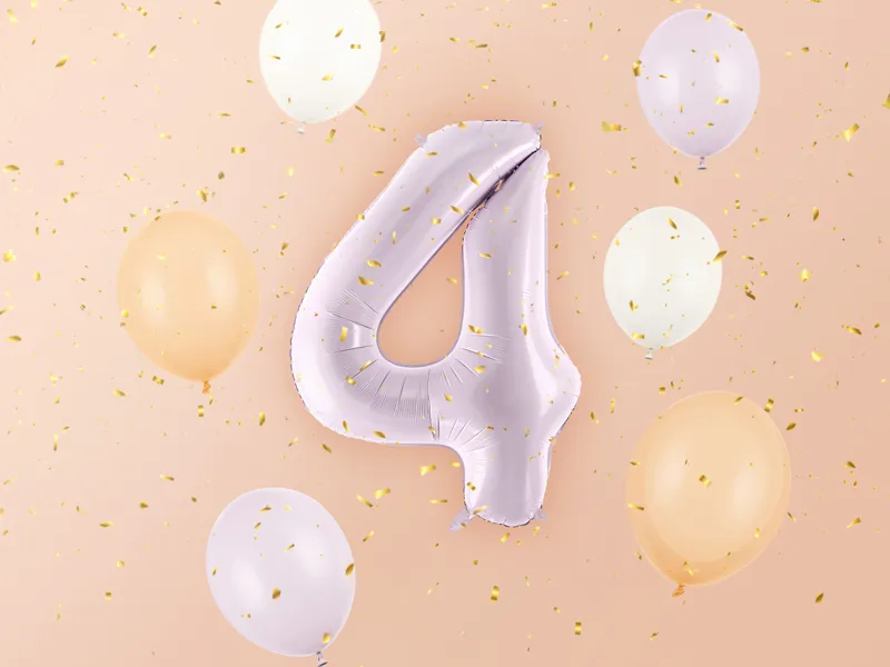 Balon foliowy Cyfra ''4'', 72 cm, fiolet