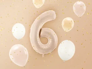 Balon foliowy Cyfra ''6'', 72 cm, ciemny beż