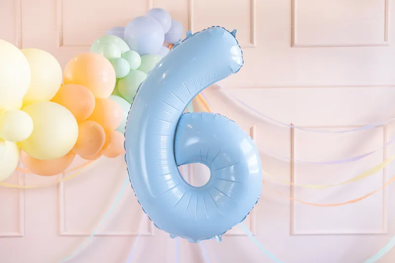 Balon foliowy Cyfra ''6'', 72 cm, jasny niebieski
