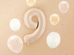 Balon foliowy Cyfra ''9'', 72 cm, ciemny beż