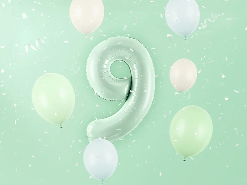 Balon foliowy Cyfra ''9'', 72 cm, zieleń