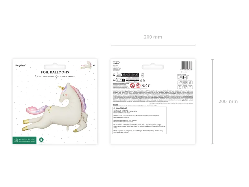 Balon foliowy Jednorożec, 113x83 cm, mix