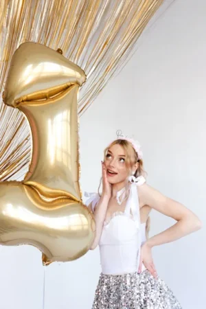 Balon foliowy Penis, 55,5x112 cm złoty