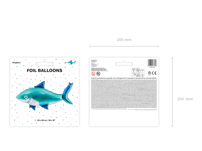 Balon foliowy Rekin, 102 x 62 cm, mix,