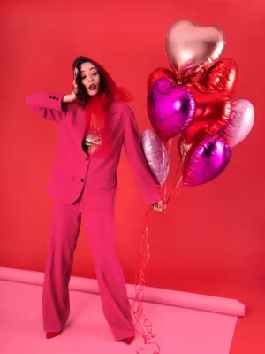 Balon foliowy Serce, 45 cm, ciemny róż