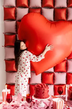 Balon foliowy Serce XXL, 136x129 cm, czerwony