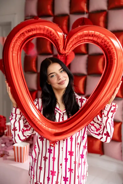 Balon foliowy Serce ramka, 86x83.5cm, czerwony