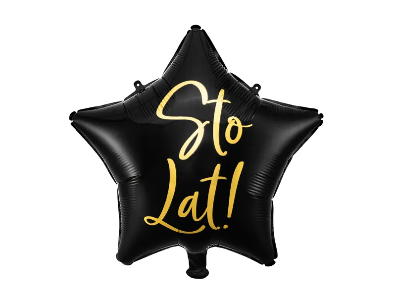 Balon foliowy Sto Lat!, 40cm czarny