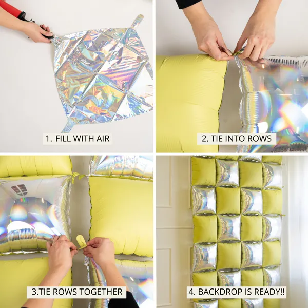 Balon foliowy kurtyna dwustronna Kwadrat, brudny róż 35 x 35 cm (1 op. : 4 szt.)