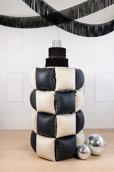 Balon foliowy kurtyna dwustronna Kwadrat, czarno beżowy 35 x 35 cm (1 op. : 4 szt.)