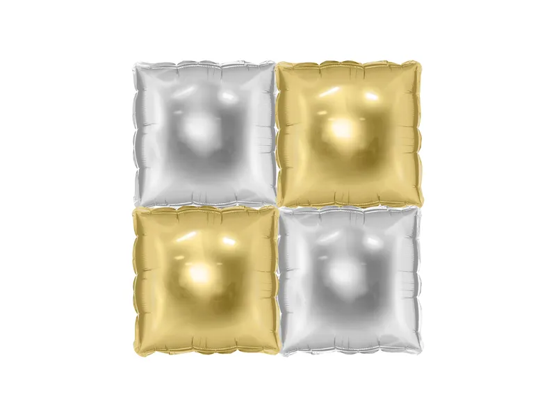 Balon foliowy kurtyna dwustronna Kwadrat, złoto-srebrny 35 x 35cm (1 op. : 4 sztuki