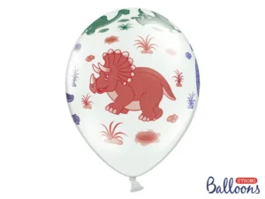Balony 30 cm, Dinozaury Pastel Pure White