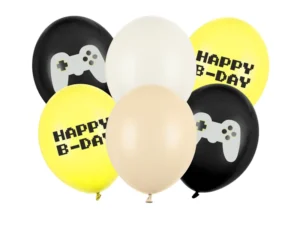 Balony 30 cm, Happy B-day mix (1 op. : 6 szt.)