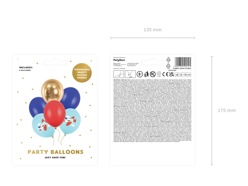 Balony 30 cm, Samolot, mix