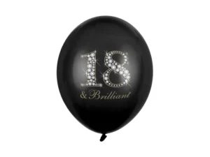 Balony 30cm, 18 & Brilliant Pastel Black