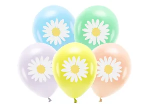 Balony Eco 30 cm Stokrotki, mix (1 op. : 5 szt.)