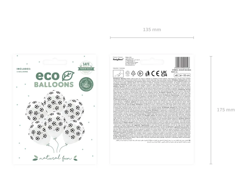 Balony Eco 33 cm pastelowe, Piłki, biały