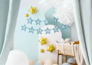 Baner Baby shower, 290x16.5cm, jasny niebieski