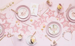 Baner Baby shower, 290x16.5cm, jasny różowy