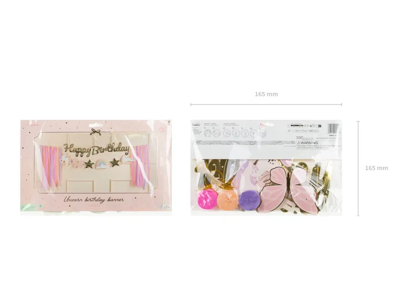 Baner Happy Birthday Jednorożec, 230x17.5 cm