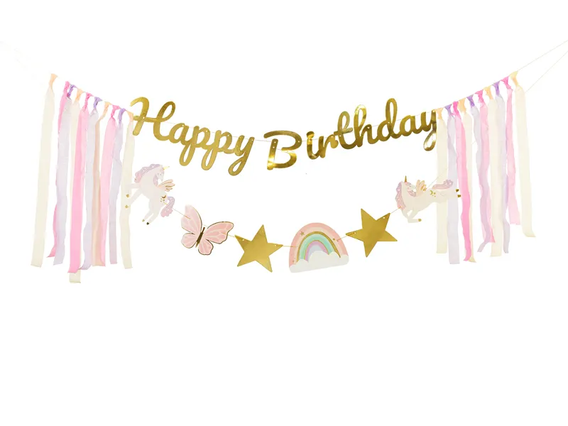 Baner Happy Birthday Jednorożec 230x17.5cm