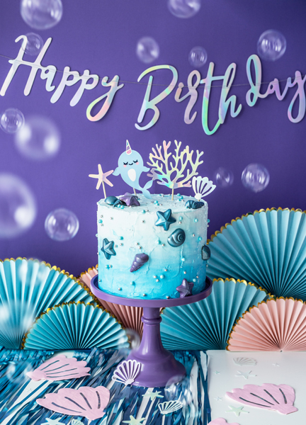 Baner Happy Birthday opalizujący, 16,5x62cm,