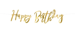 Baner Happy Birthday złoty 16.5x62cm