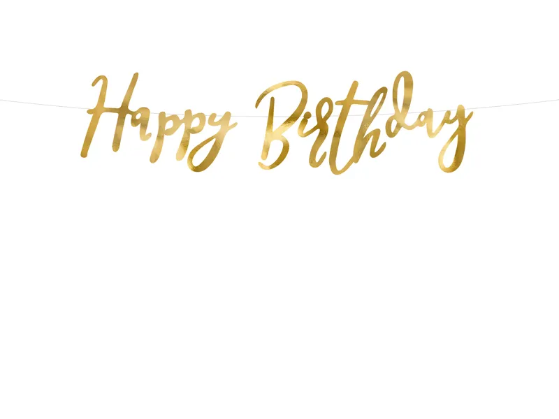 Baner Happy Birthday złoty 16.5x62cm