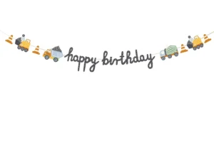 Baner Happy birthday - Pojazdy budowlane 2 m