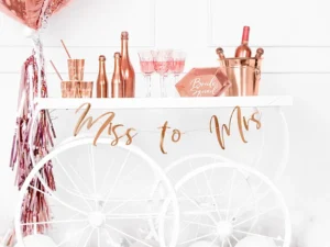 Baner Miss to Mrs, różowe złoto 18x76cm