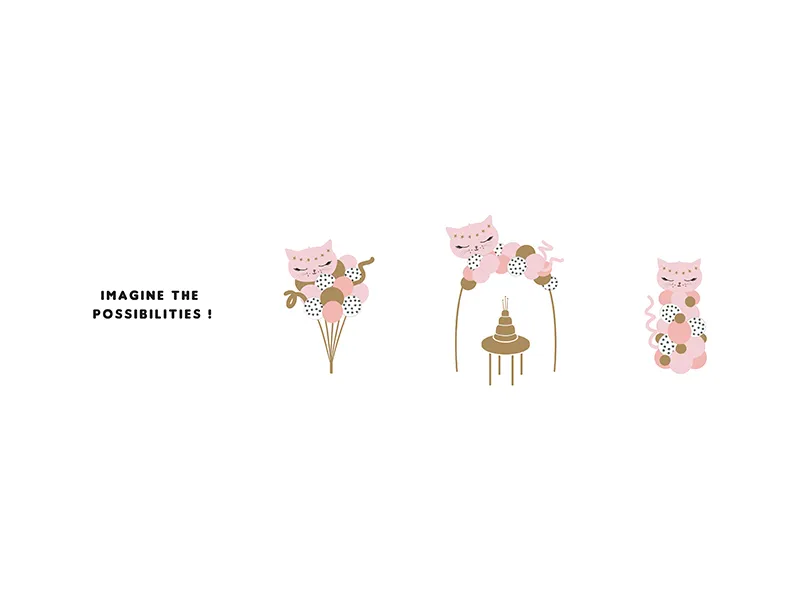 Bukiet balonów Kotek, różowy, 83x140 cm