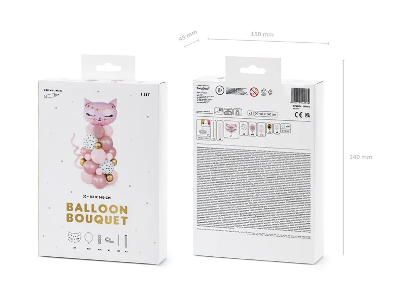 Bukiet balonów Kotek, różowy, 83x140cm