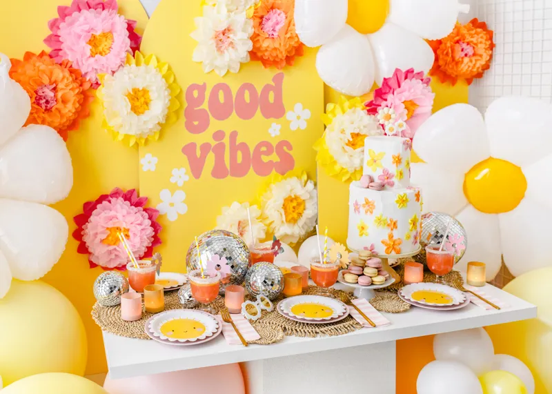 Dekoracja bibułowa Kwiaty, kremowy, 30-20 cm