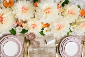 Dekoracja bibułowa Kwiaty, kremowy 30-20 cm