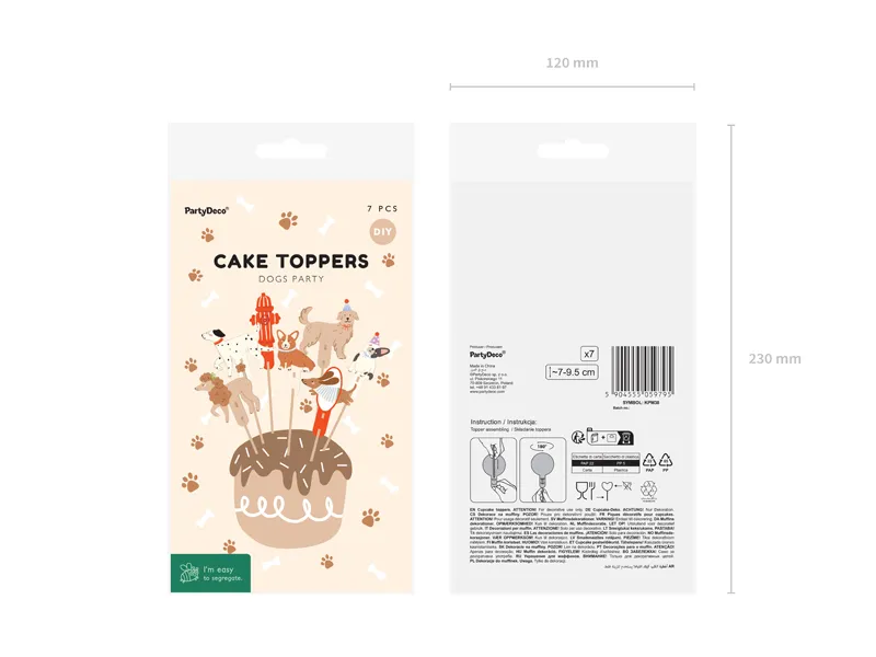 Dekoracje do muffinek Pieski, 7-9.5 cm