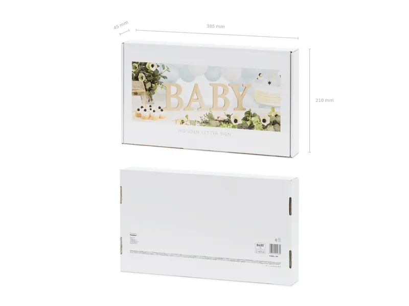 Drewniany napis BABY, 16.5-21.5x19.5 cm