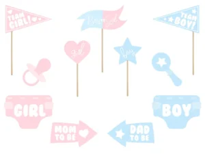 Gadżety do zdjęć Gender reveal party (1 op. : 11 szt.)