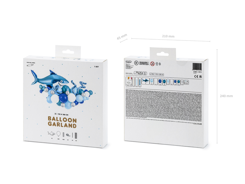 Girlanda balonowa - Rekin niebieski, 150x95cm,
