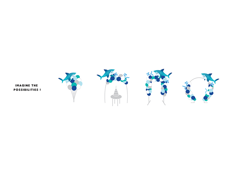 Girlanda balonowa - Rekin, niebieski 150x95cm,