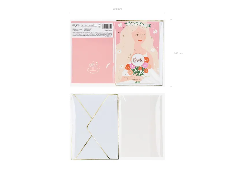 Kartka z pinem Bride, 10.5x15 cm